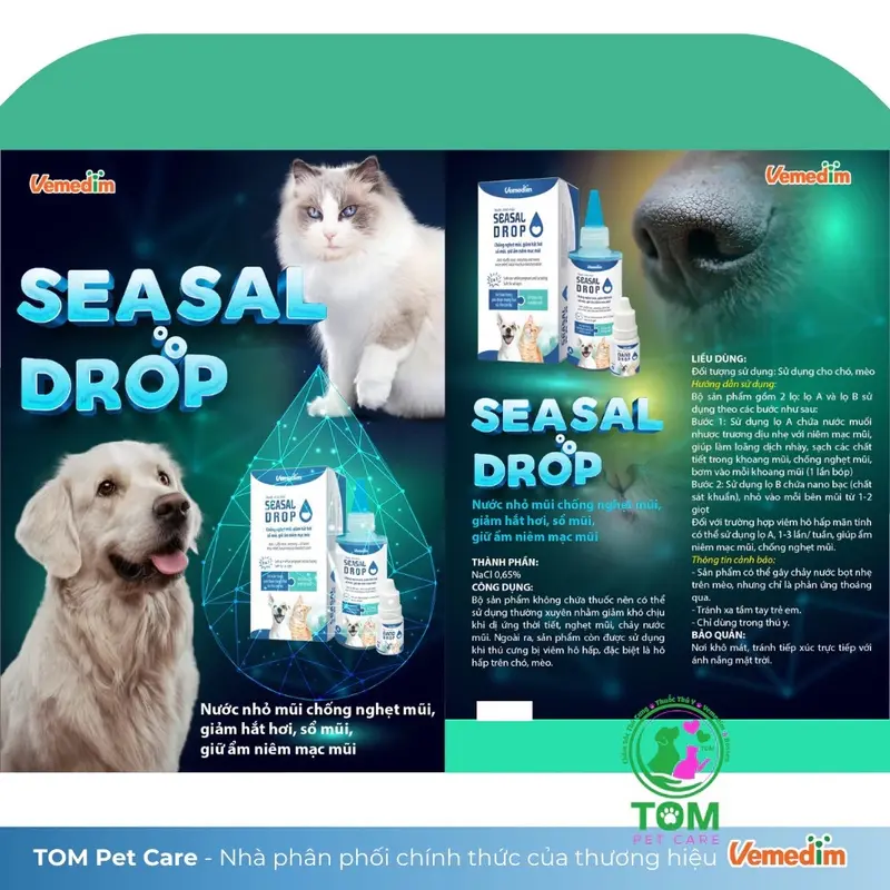 Seasal drop Bộ Nhỏ mũi cho chó mèo: sổ mũi, nghẹt mũi, hắt hơi. 4