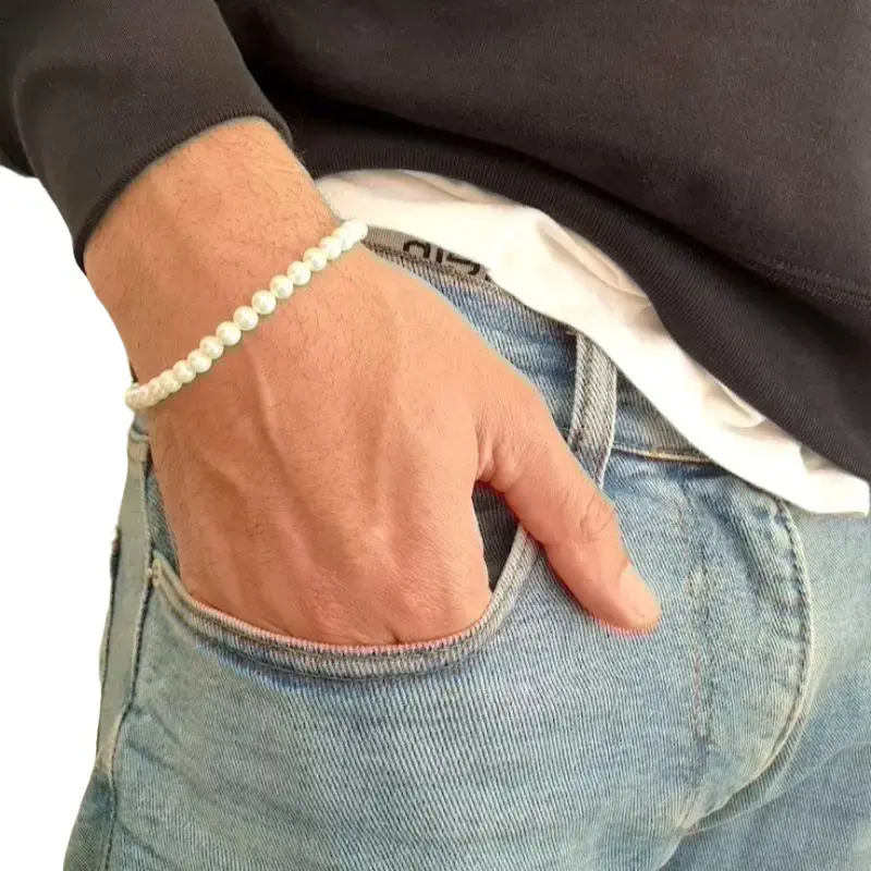 TERLARIS Gelang Tangan FASHION Mutiara Sintetis Gelang Fashion Pria [ COD ]