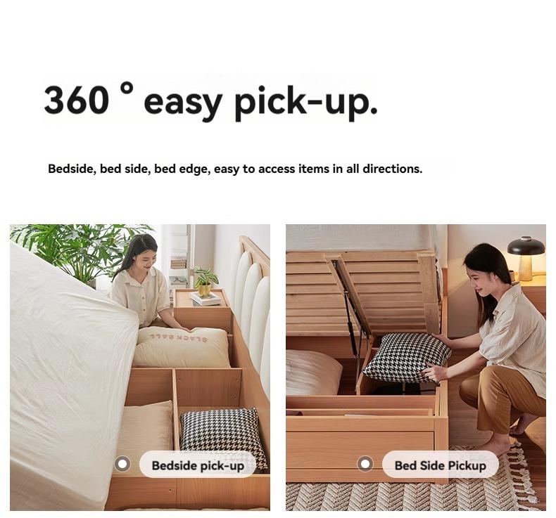 Product Introduction of [Pre Order] Pocket furniture, wooden wood, high air pressure box, storage bed, small-sized master bedroom, double bed, piano key, soft backrest box bed 23
