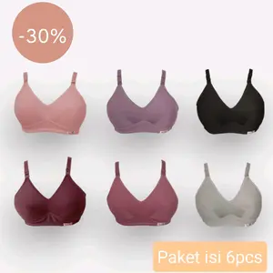 6pcs ~ Sport Bra Dewasa Jumbo Tanpa kawat Tanpa Busa Murah Grosir