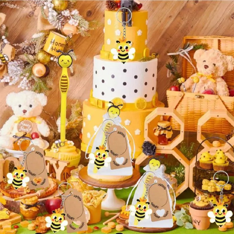 Bee Design Pen Set, 1 Set Including 12pcs Pen & 12pcs Gift Bag & 12pcs Card & 12pcs Pendant, Party Favors for Birthday Graduation 5