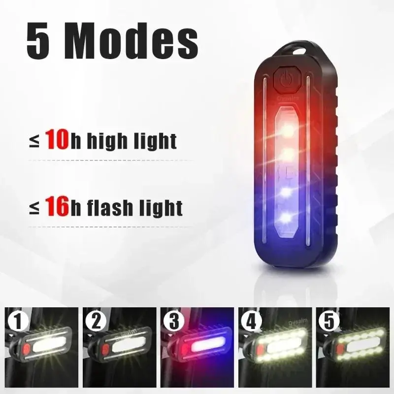 Z USB Rechargeable LED Work Light & Keychain Flashlight - Police Shoulder Clip Warning Flashlight, Outdoor Camping Lamp with Flashing Mode for Emergency & Safety