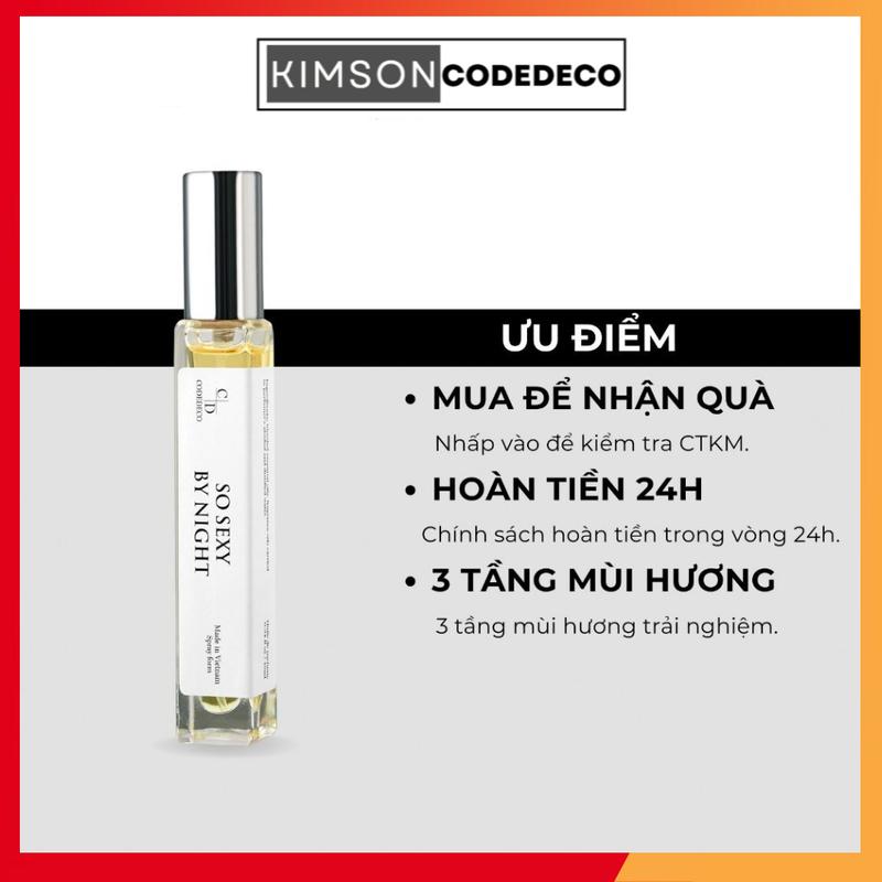 Tinh dầu nước hoa CODEDECO So Sexy By Night EDP 10ml, Gợi cảm, Ngọt ngào 0