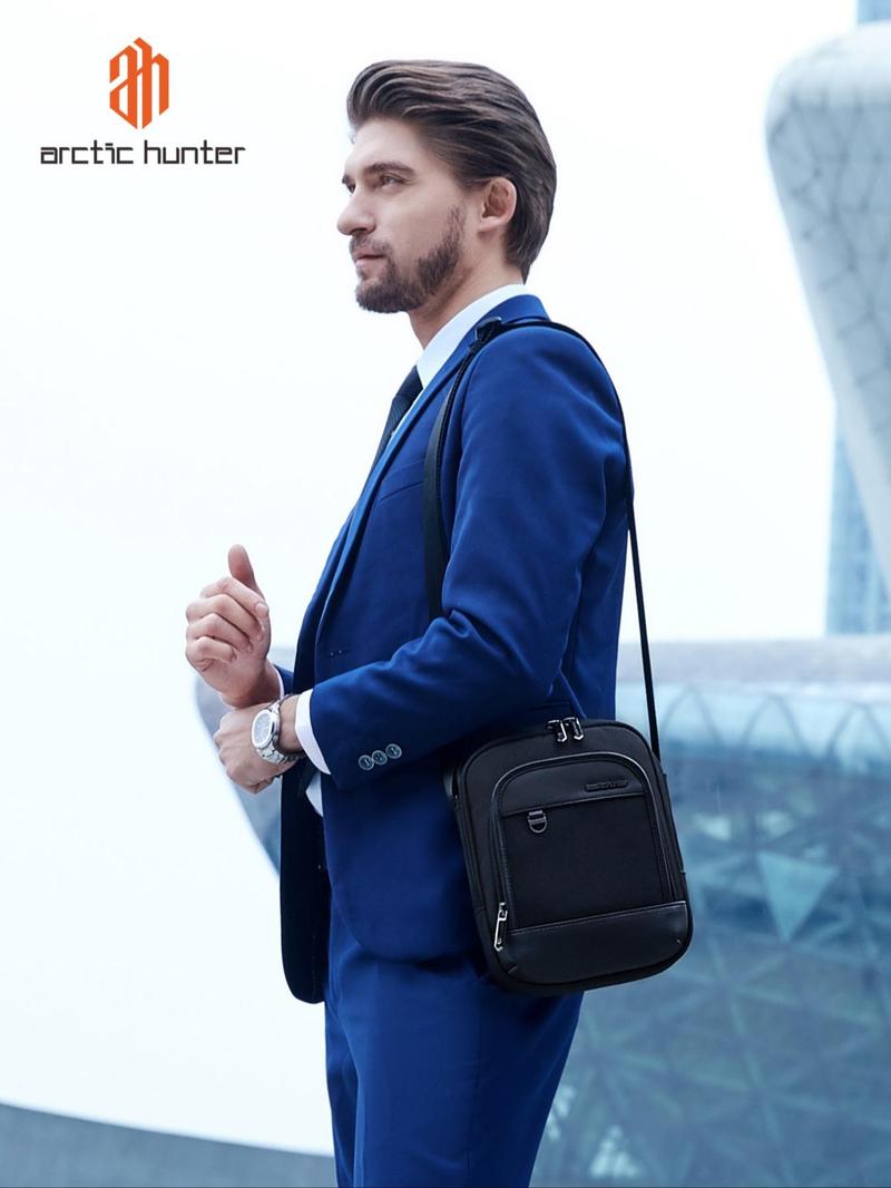 Product Introduction of Men's Business Solid Color Zipper Shoulder Bag, Fashionable Waterproof Crossbody Bag for Daily Life, Casual Trendy Versatile High-quality Daily Commuting Bag 3