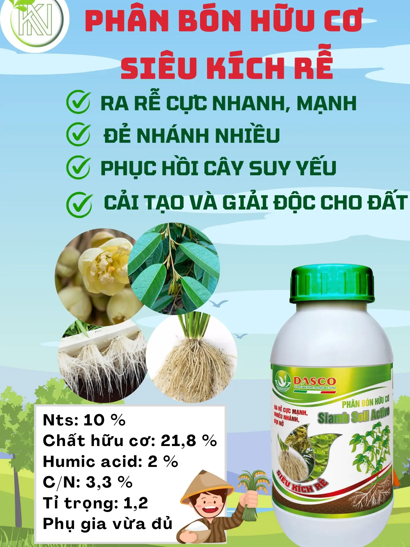 Phân bón Dasco Siêu kích rễ - Siêu hồi phục cây trồng, Kích rễ siêu mạnh, đi đọt nhanh (500ml) hữu cơ siêu kích rễ