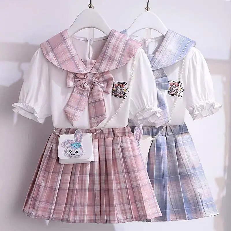 15-55Kg bé gái đại học jk phù hợp với gió phù hợp với trẻ em trung và lớn váy mùa hè thắt nơ trẻ em Xingdailu thời trang