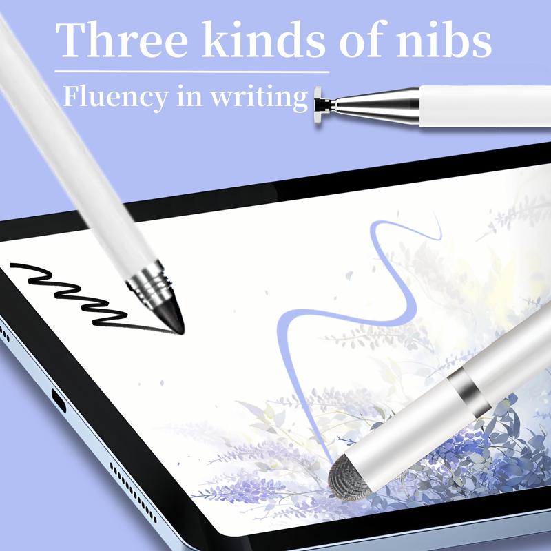 Product Introduction of 3-in-1 Stylus Pen for Touch Screen, High Precision and Sensitivity, Suitable for iPhone/iPad/Android Tablets, Compatible with All Touch Screens Black/White 0