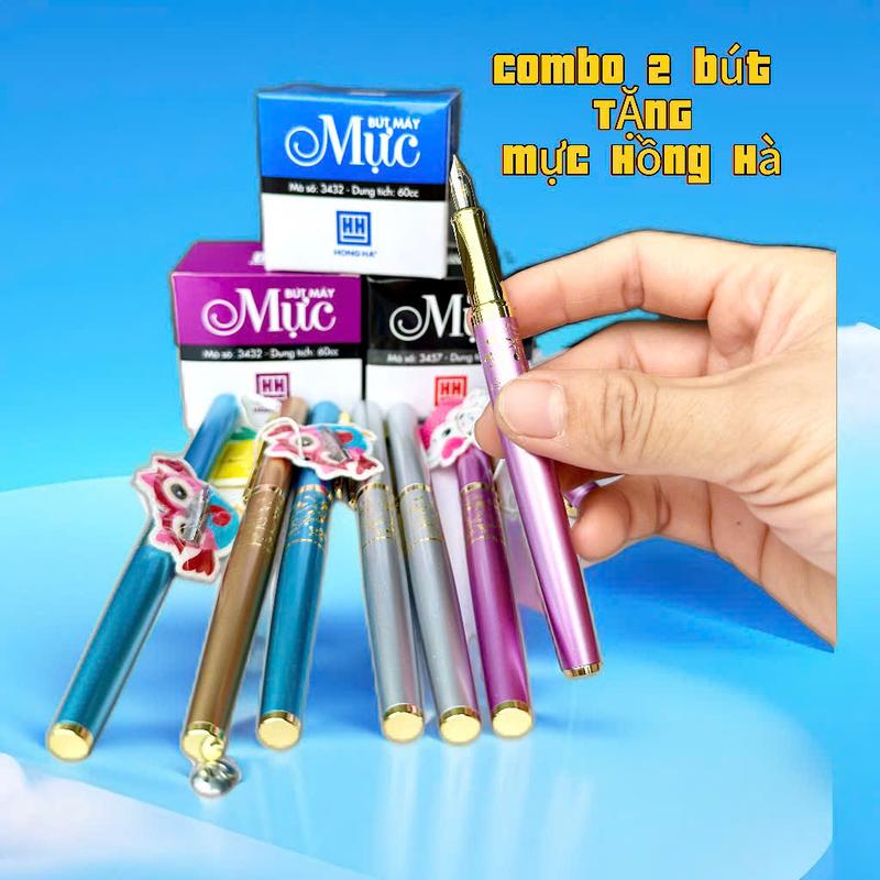 Combo 2 bút máy Trạng Nguyên 042 ngòi mài hoa vàng,bút luyện viết chữ đẹp,mua 2 bút TẶNG lọ mực bơm Hồng Hà TẶNG 2 ngòi hoa vàng