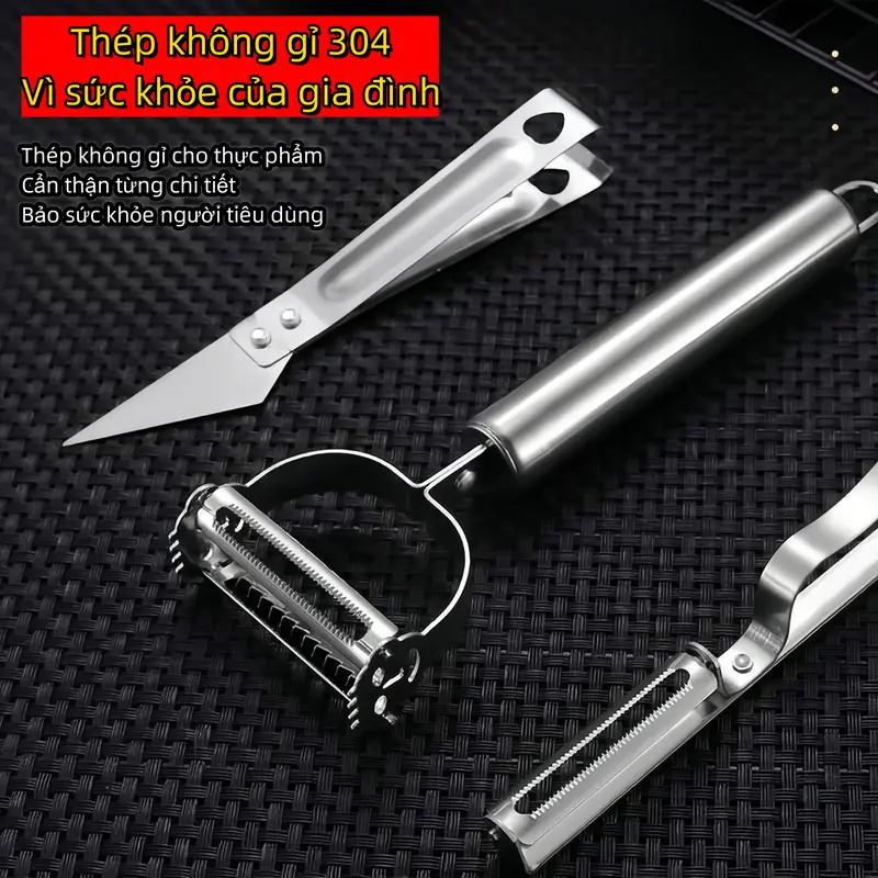 Mua 1 tặng 1 va 2  loại quà Set 3 nạo củ quả inox,1 cây nạo 2 lƯỡi, 1 cây nạo 1 lưỡi, 1 dung cụ nhổ lông làm lòng gà vit 3
