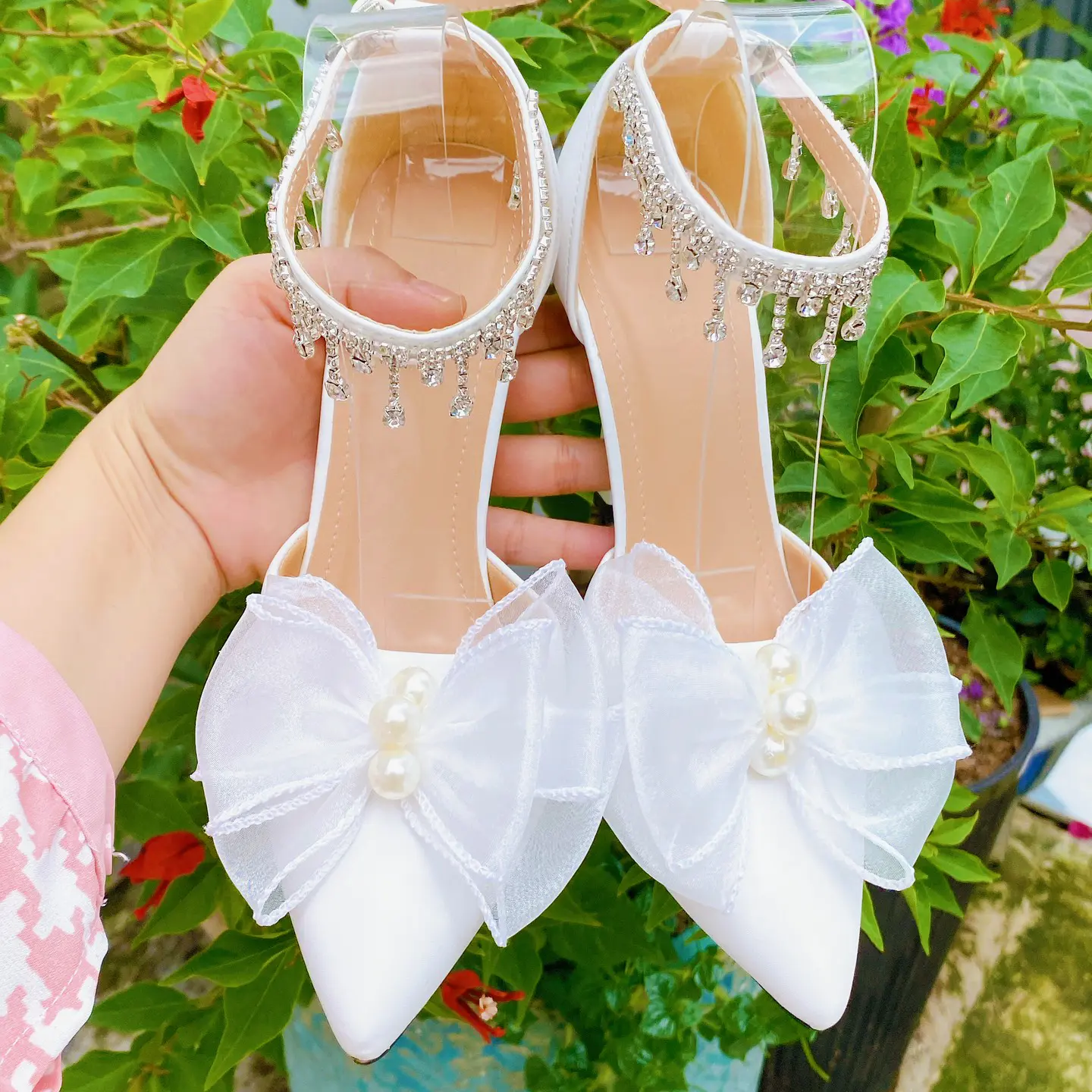 Giày cô dâu tua đá cao 10 phân - Nữ Shoes Jean