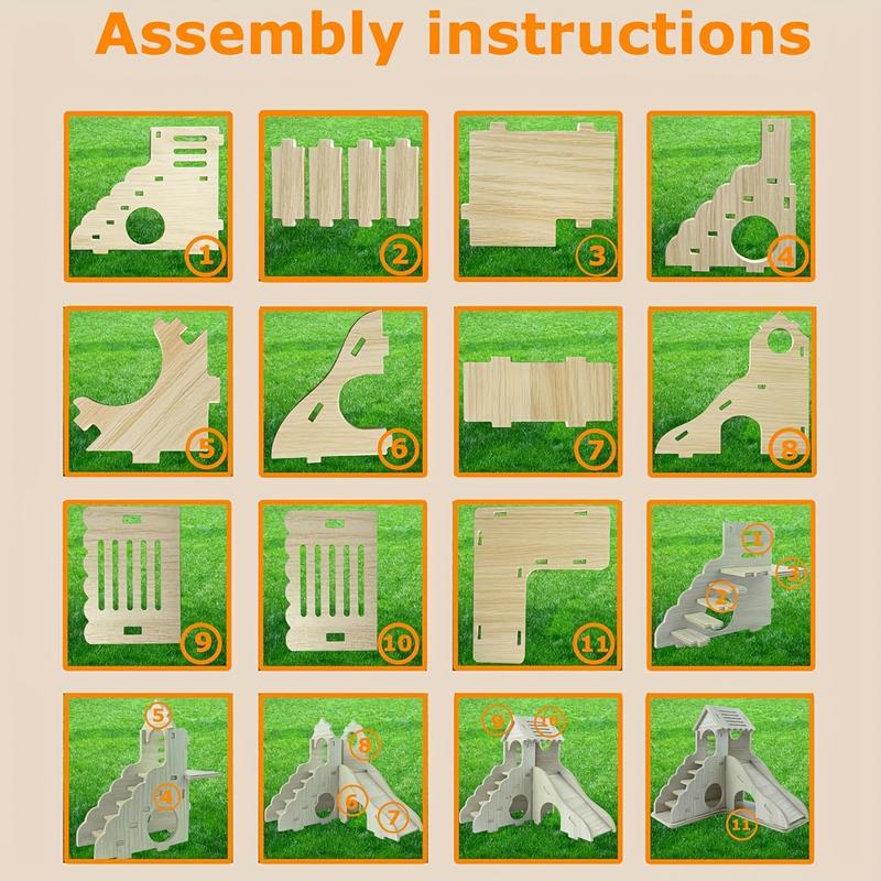 Product Introduction of Hamster Hideout Cage Accessories - Hamster House And Habitat, Wooden Cabin With Climbing Ladder And Slides For Dwarf Gerbils And Mice, Rats, Other Small Animals And More 1
