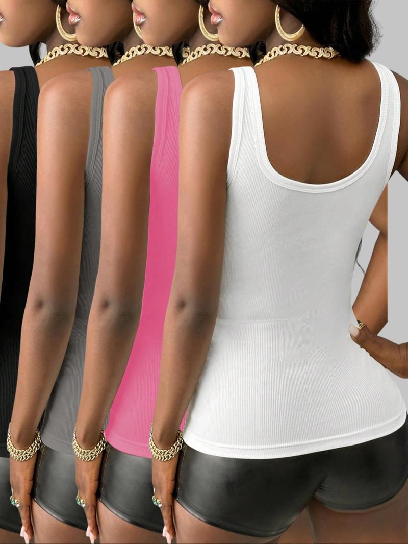 Product Introduction of Women's Solid Color V Neck Tank Top, Casual Sleeveless Top for Daily Wear, Ladies Clothes for All Seasons 2