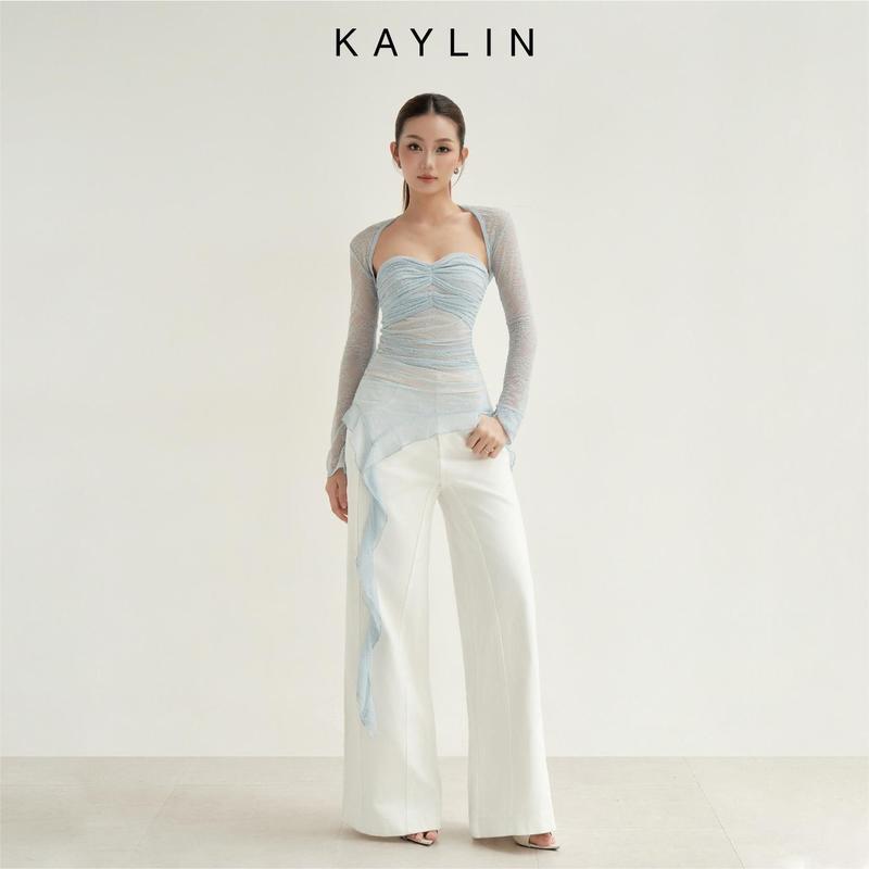  Quần jean nữ có túi KAYLIN dài basic form suông ống loe phong cách N2153 Women Denim Pants 