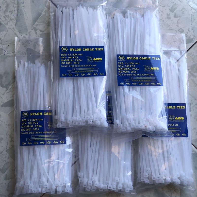 - Com bô 5 bịch Dây Rút Nhựa - 4x200mm bản rộng -3,6ly mỗi bịch 100c