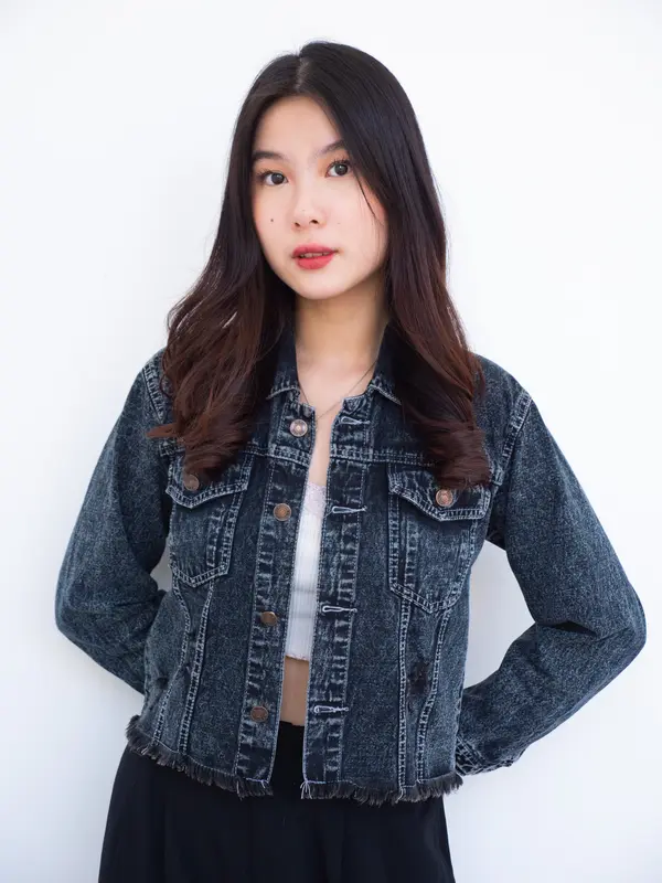 FUFU JEANS - JAKET JEANS RAWIS HITAM KANTONG 2005 1