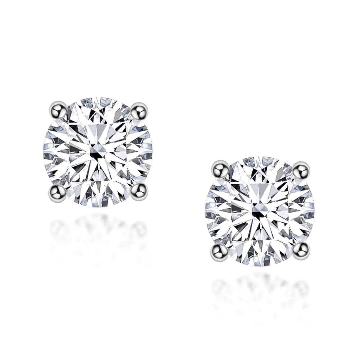 Bông tai nụ Bạc S925 + CZ 7A, chốt đẩy đơn giản, tinh tế Silvery