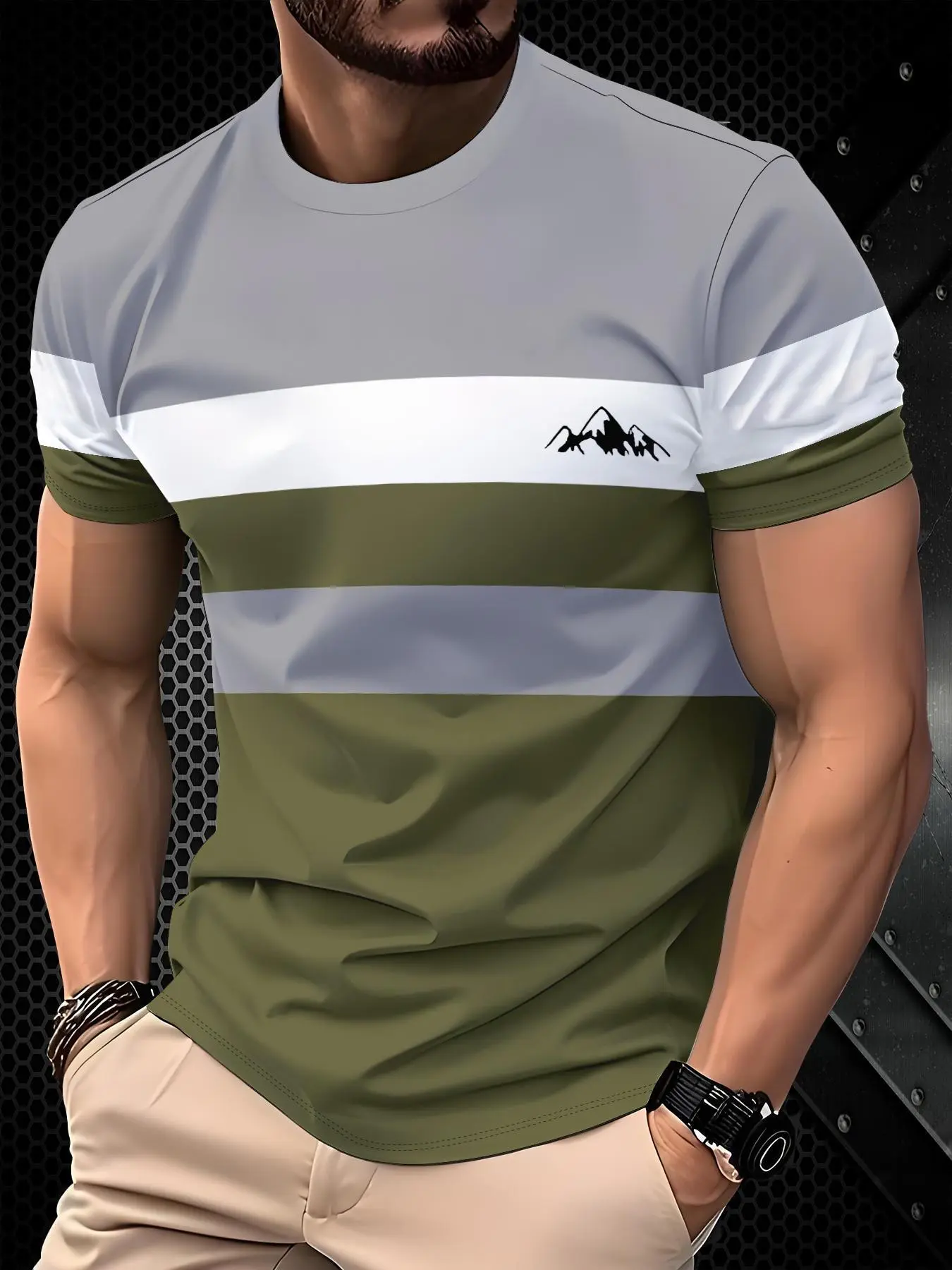 Men's Regular Fit Graphic Print Round Neck Tee, Casual Short Sleeve Crew Neck T-shirt for Daily Wear, Fashion Men's Top for All Seasons