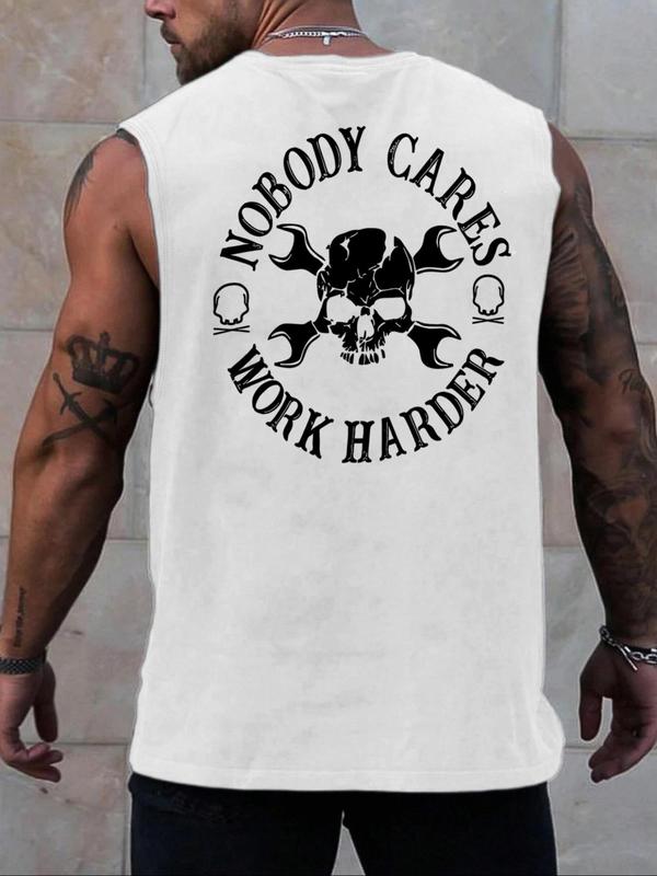 Men's Letter Print Round Neck Tank Top, Regular Fit Casual Crew Neck Sleeveless Top for Summer, Fashion Men's Top for Daily Wear, Socks 6