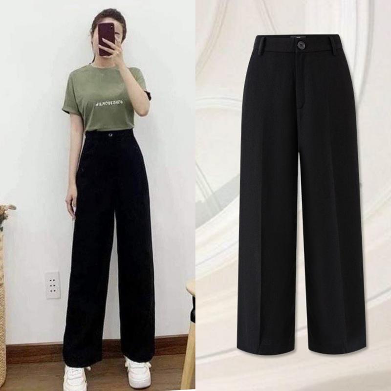 Quần Tây Đen Nữ Ống Rộng Suông Dài Hàn Quốc Phong Cách Ulzzang Quần Xuông Đi Học Đi Làm Văn Phòng Công sở Cực Xinh Women Pants quantay congso quần ong rong quanongsuong