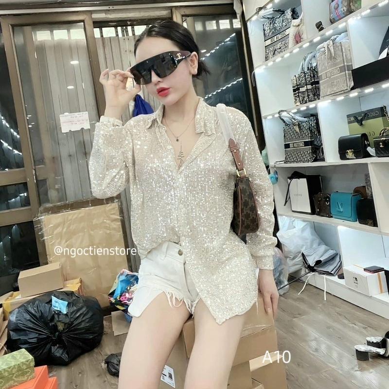 Áo Kim Sa Nhũ BlingBling A10 Women  -> Sơ Mi Nữ Dáng Giấu Quần Form Rộng by @ngoctienstore Nhung