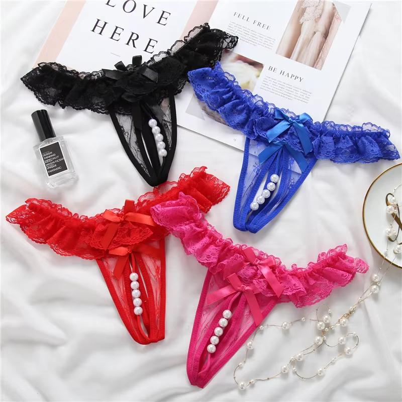 Quần Lót Dây G-String Phong Cách Hàn Quốc - Thiết Kế Đáy Mở Ren Cao Cấp Đính Ngọc Trai (Size M/L/XL, 6 Màu) 1
