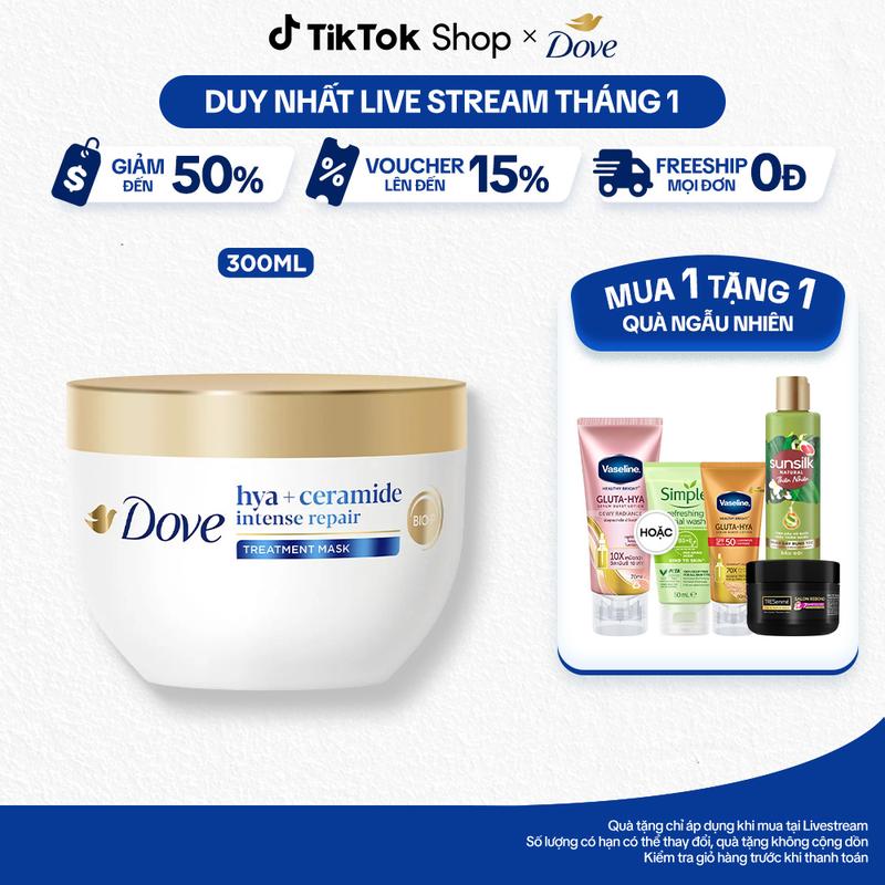   1  Kem ủ Dove Hỗ Trợ Ngăn Gãy Rụng Phục Hồi Tóc Hư Tổn 300ML 