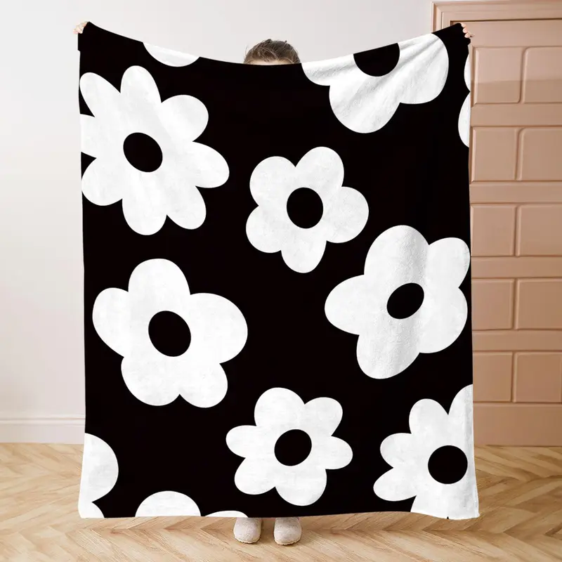 Floral Pattern Blanket, 1 Count Soft Comfortable Throw Blanket, Cool Bedroom Bedding Blankets, Warm Napping Blanket for Home Office Camping 0