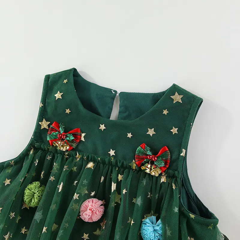 green holiday dress girl Susanne Lively Girls Green Christmas Dress - Ruffle Sleeves main image 0
