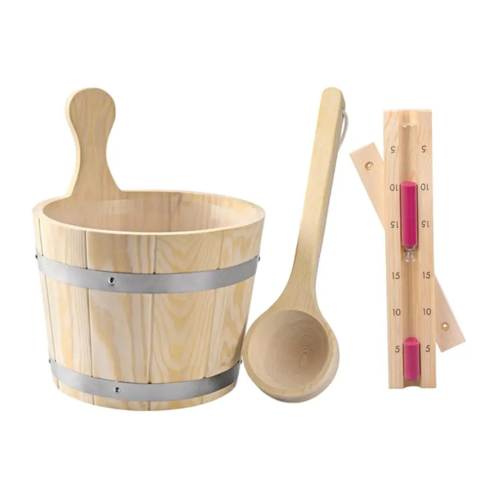 Wooden Sauna Bucket Versatile Wood Bucket for Bathroom Sauna Steam Room Home