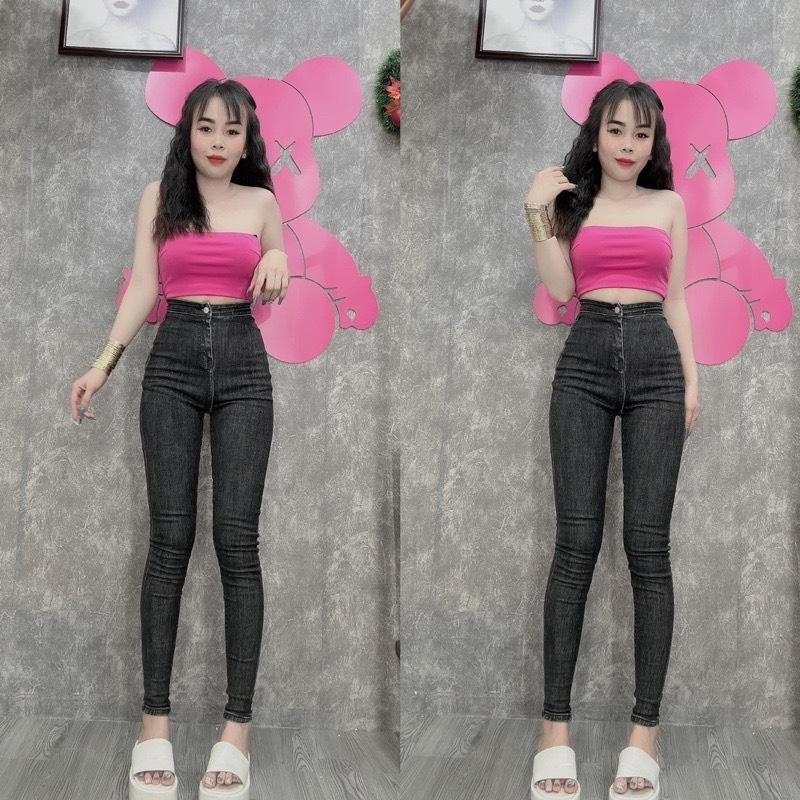 QUẦN jeans ôm ko túi XÁM              JEANS ÔM SKINY, quần ôm cạp cao. Nữ Kem Women