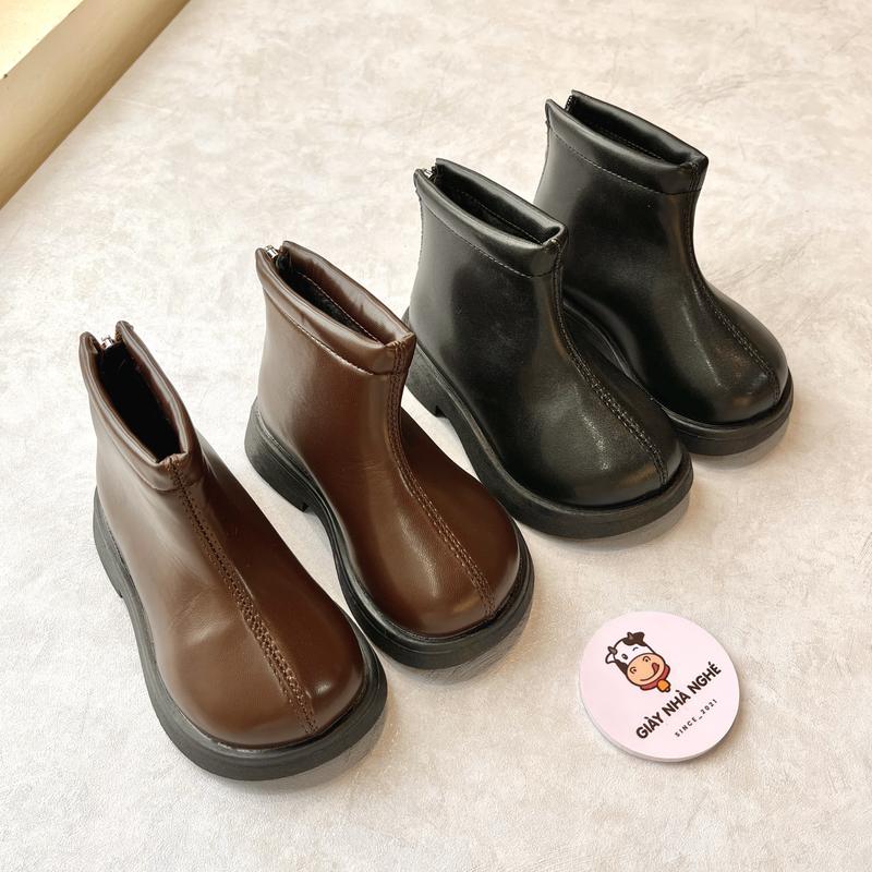 Giày boot da trơn cao cổ MẪU MỚI 2023 cho bé - Boot da trơn phong cách hàn quốc cho bé trai bé gái