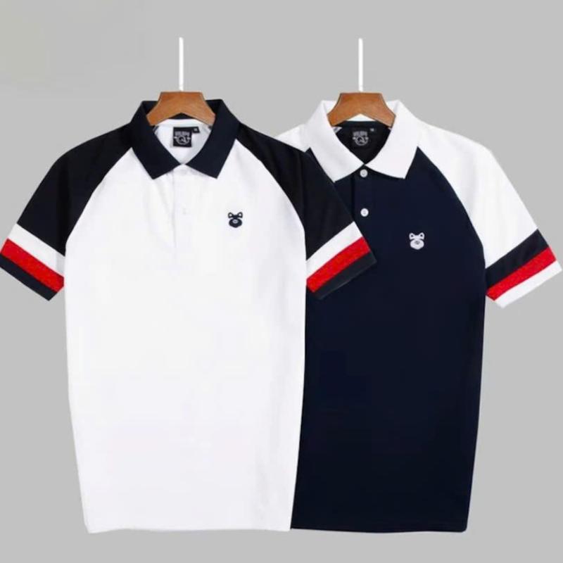 Áo Thun Polo Nam Cổ Bẻ Basic Thêu Nổi Phối Viền Tay Vải Cá Xấu CVC Kháng Khuẩn Chống Nhăn Menswear Top Có Cổ Ngắn Tay mã 0668 1