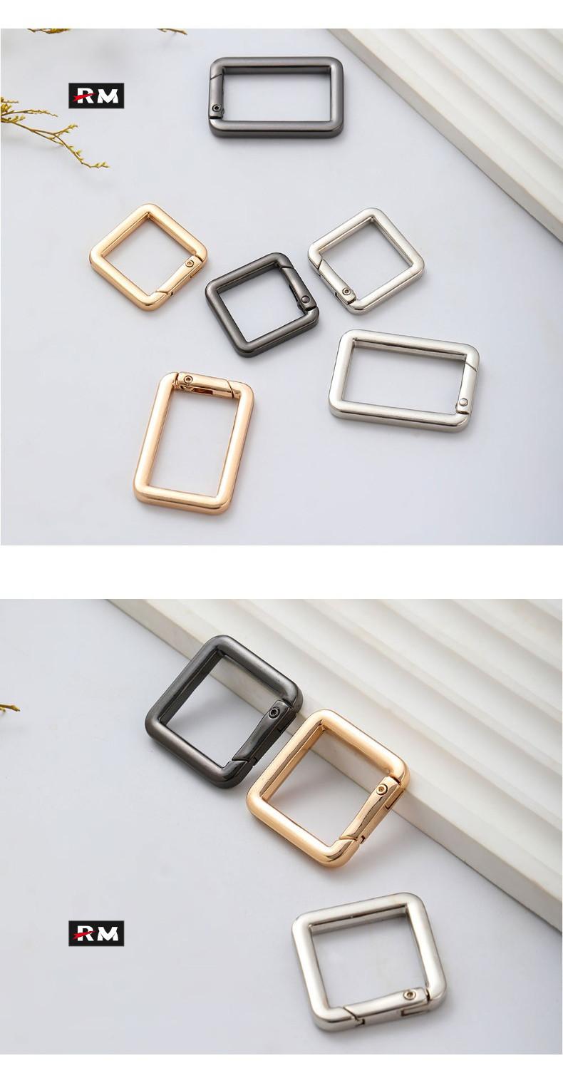 Product Introduction of 【No Need To Remove Stitches】Square Spring Buckle Handbag Messenger Bag Shoulder Strap Modified Square Buckle Woc Zinc Alloy Connecting Buckle Press Opening Spring Ring Keychain 50