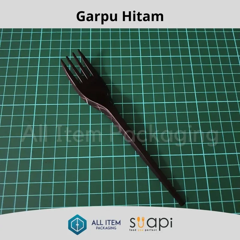 Garpu Suapi Hitam / Garpu Makan Plastik / Fork @50 Pcs 1