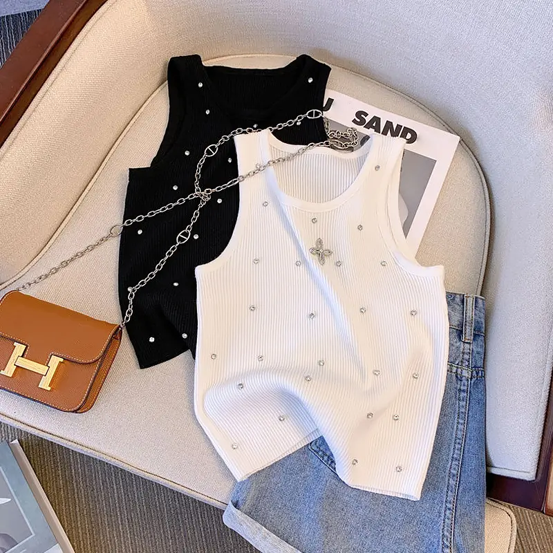 Áo Vest Không Tay Dành Cho Nữ, Mặc Mùa Hè, Cổ Tròn, Phong Cách Thường Ngày Dễ Phối Đồ Áo Hàng Ngày, Áo Ba Lỗ