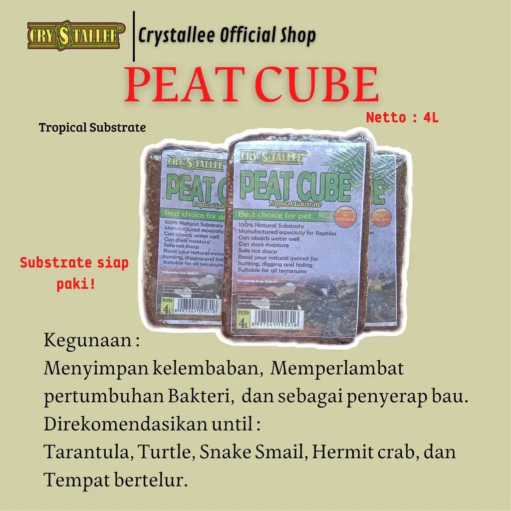 CRYSTALLEE ALAS KANDANG REPTIL TERBARU PREMIUM II PEAT CUBE