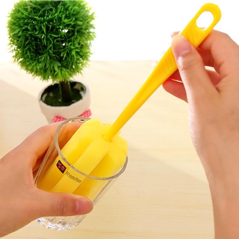 Product Introduction of Kitchen Cleaning Tool Sponge Brush For Wineglass Bottle Coffe Tea Glass Random Color R7O7 18
