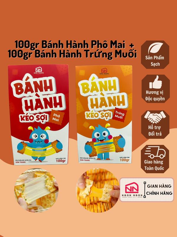 (A24) [COMBO 200GR] 100gr Bánh Hành Phô Mai Chà Bông Kéo Sợi (5-6 bánh) + 100gr Bánh Hành Trứng Muối Chà Bông Kéo Sợi (5-6 bánh), Đồ Ăn Vặt SNACK Food Thức Ăn Bánh Quy Cake