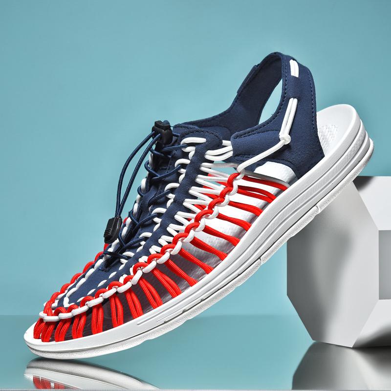Product Introduction of Summer Men Sandals Women Slippers Weaving Design Beach Sandals Breathable Casual Flat Sandals Outdoor Couples Sandals Size 48 20