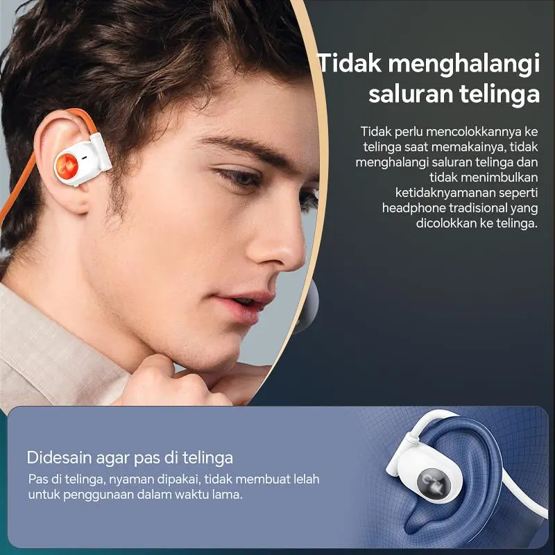 2025 Headset bluetooth konduksi tulang baru yang menggantung headset bluetooth telinga yang lama dipakai tanpa rasa sakit 2