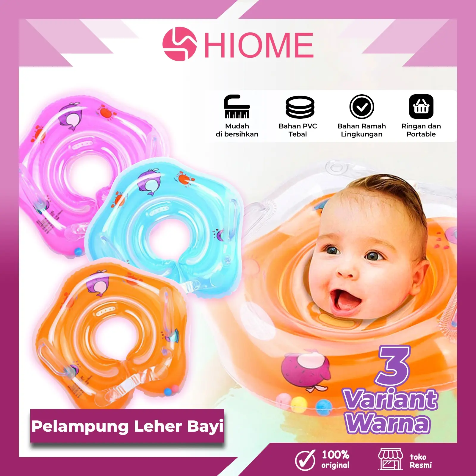 HIOME Baby Swim Neckring Bintang Ban Renang Pelampung Leher Bayi Pelampung Leher Anak