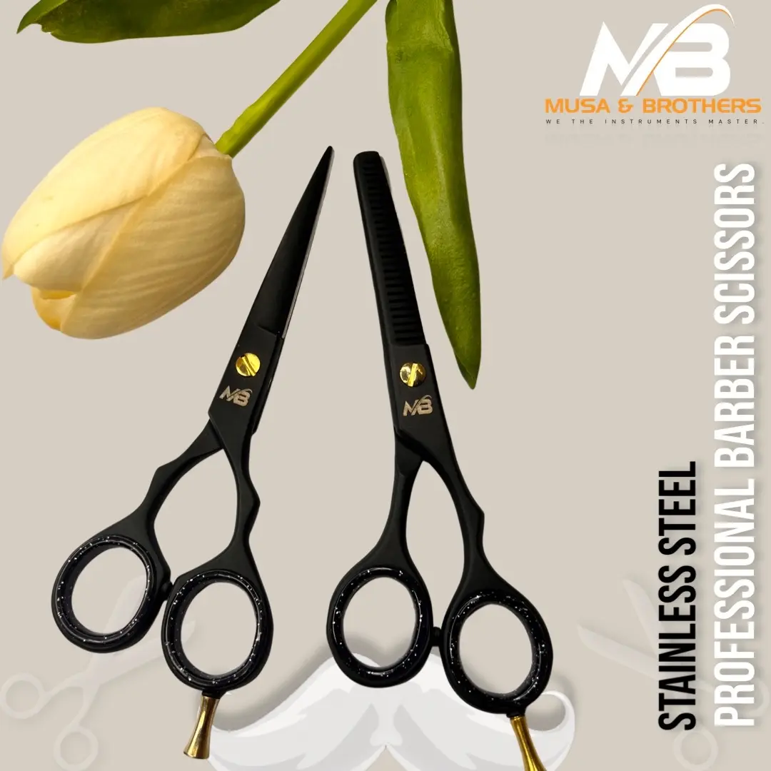 [ Made in PAKISTAN ] Professional barber scissors, Gunting rambut dan Sasak Black and Gold made in pakistan Hair Styling