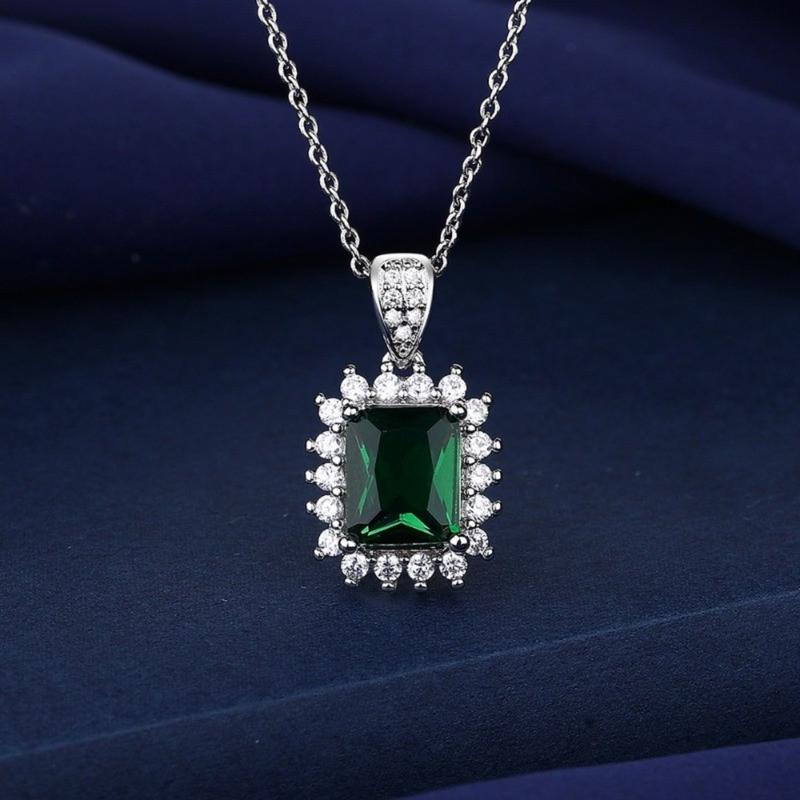 Product Introduction of (With Gra Certificate) Square Emerald Ring Necklace Ear Stud Green Diamond Eardrops Earrings Fine Jewelry 20