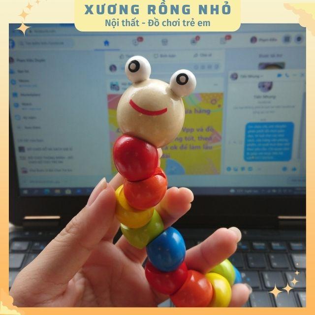 Đồ Chơi Con Sâu Gỗ - Uốn Dẻo - Nhiều Màu Sắc, đồ chơi gỗ phát triển trí tuệ, giáo cụ montessori, Xương Rồng Nhỏ 8