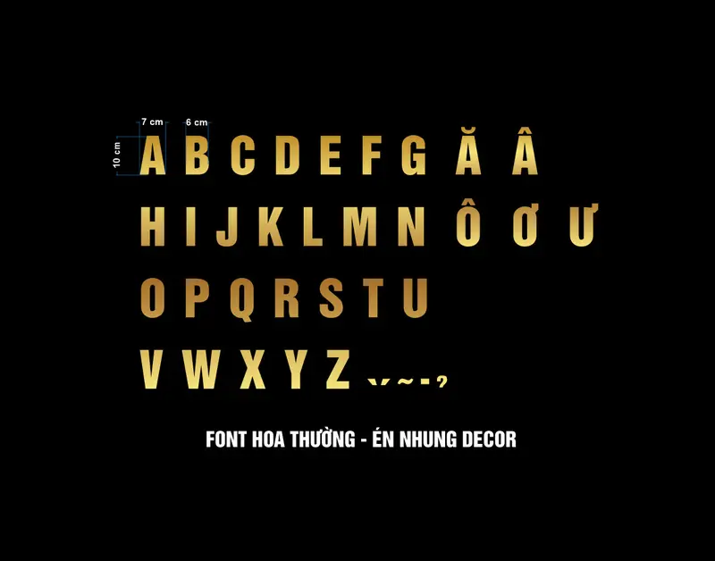 Chữ dán tường trang trí chất liệu alu tráng gương cao cấp kích thước 10cm 6