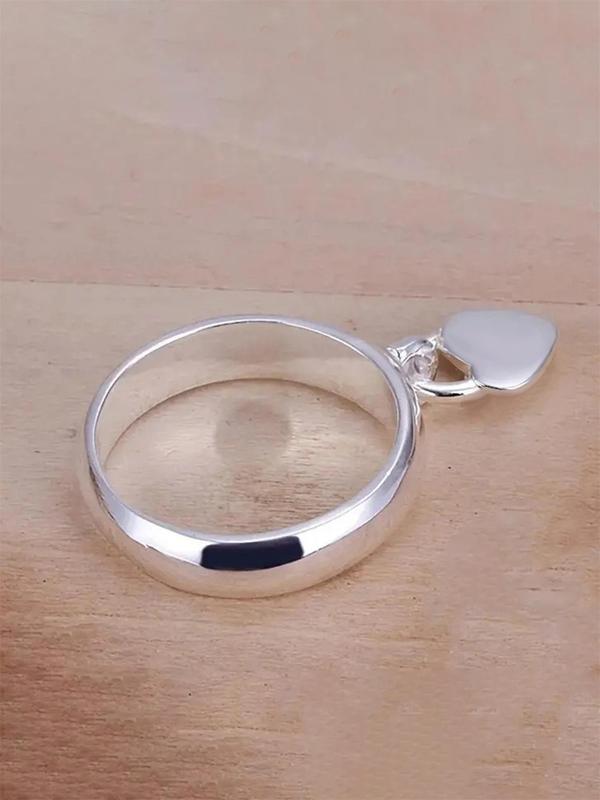 S925 Sterling Silver Heart Shaped Ring, Fashion Accessories for Women & Girls, Trendy All-match & Exquisite Jewelry for Birthday Gift 7