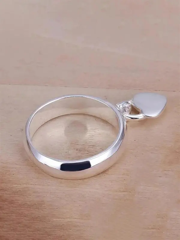 S925 Sterling Silver Heart Shaped Ring, Fashion Accessories for Women & Girls, Trendy All-match & Exquisite Jewelry for Birthday Gift 7