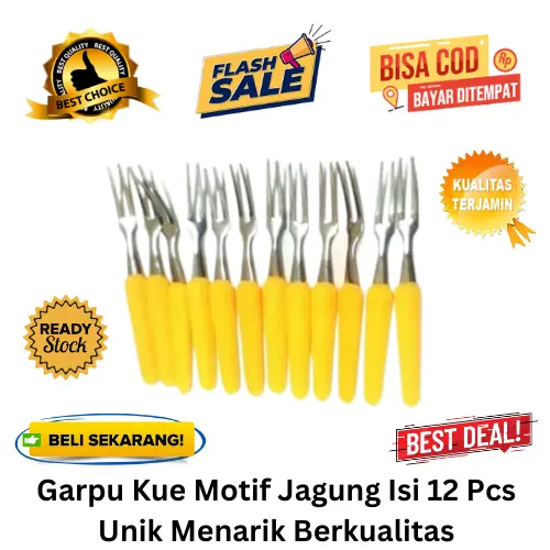 [BISA COD] PROMO Garpu Kue Motif Jagung Isi 12 pcs Unik Menarik Berkualitas Garpu Kecil Jagung Garpu Mini Garpu Jagung Garpu Kue Garpu Teh Garpu Cake Garpu Buah Garpu Stainless Garpu Pudding Garpu Makanan  Tusukan Makanan Garpu Dessert Garpu Model Jagung