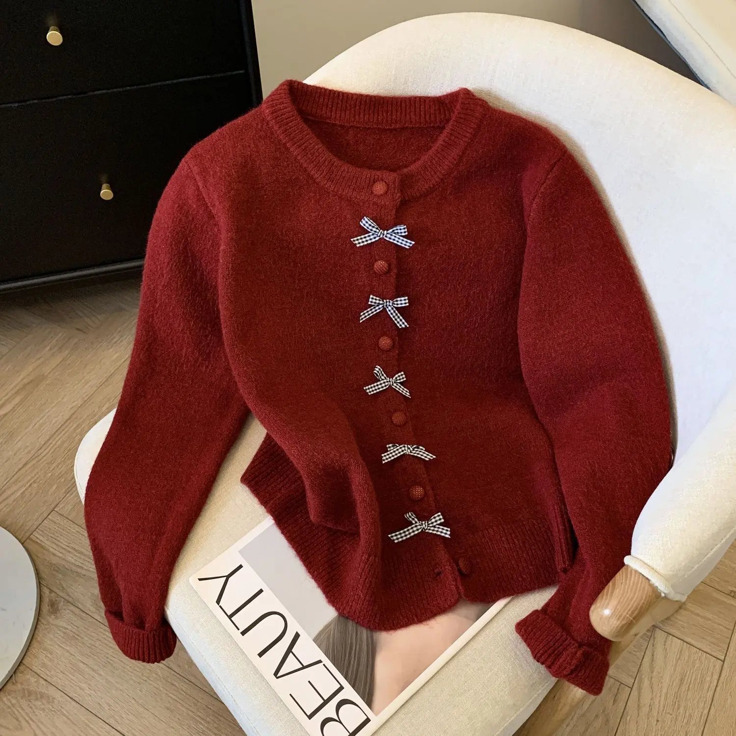 Áo Cardigan Dệt Kim Cao Cấp Phong Cách Pháp, Thanh Lịch, Dành Cho Nữ, Thích Hợp Cho Mùa Thu Và Mùa Đông, Thời Trang Cơ Sở, Áo Len Thời Trang, Hướng Năm 2025 Women Top áo  len  xinh