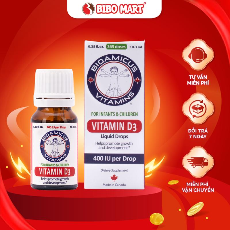 Vitamin D3 Bioamicus 400IU/Giọt 10ml - Bổ Sung D3 Thuần Giúp Phát Triển Hệ Xương Và Răng Ở Trẻ Nhỏ 0
